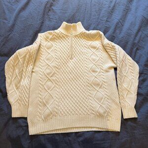 Aritzia Sunday Best Quarter-Zip Cable Knit Sweater S White Cream Oversized